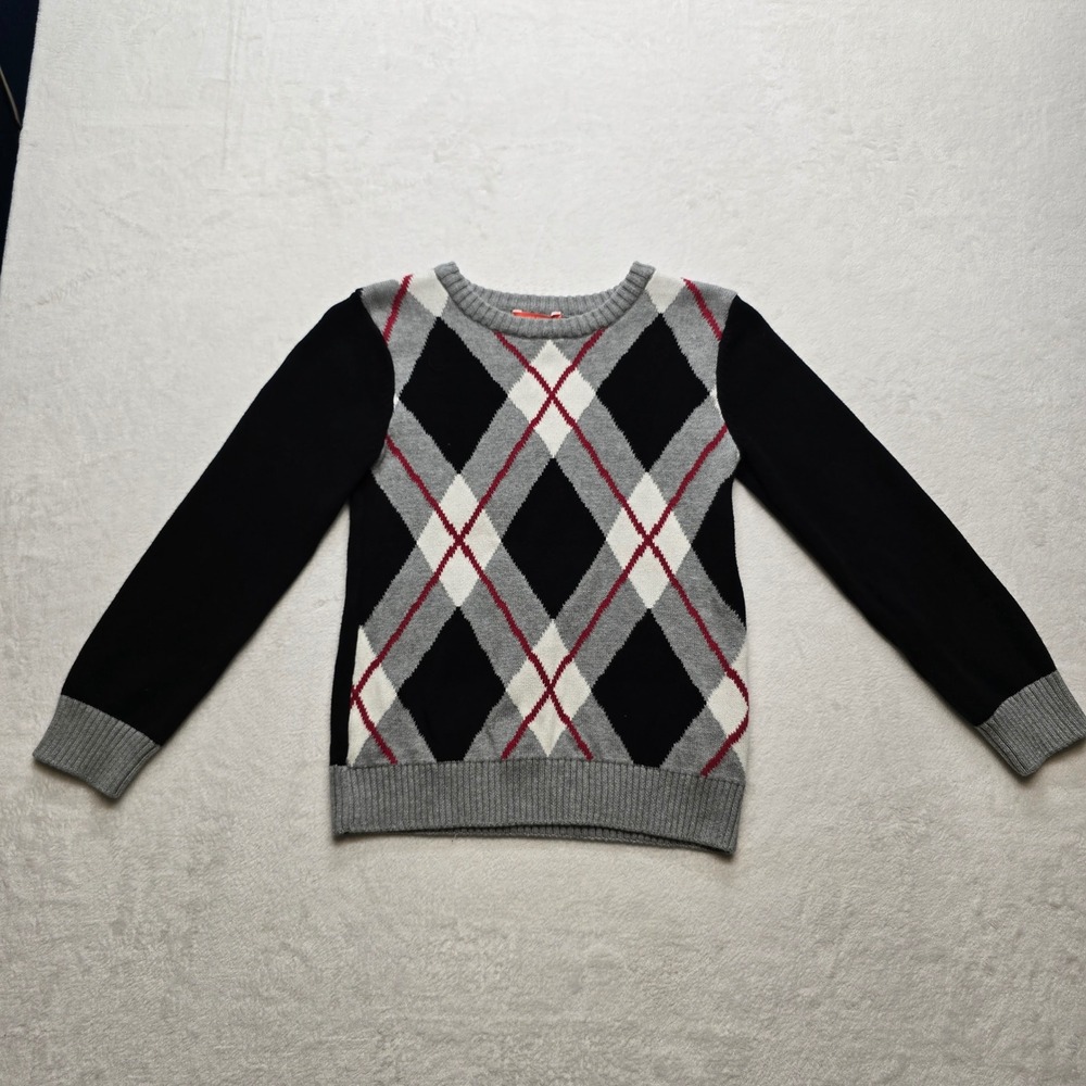 Joe Fresh Argyle Sweater Preppy Classic Gray Kids‎ XL 14